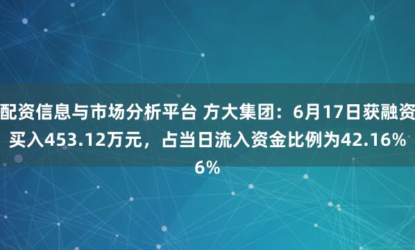 配资信息与市场分析平台 方大集团：6月17日获融资买入453.12万元，占当日流入资金比例为42.16%